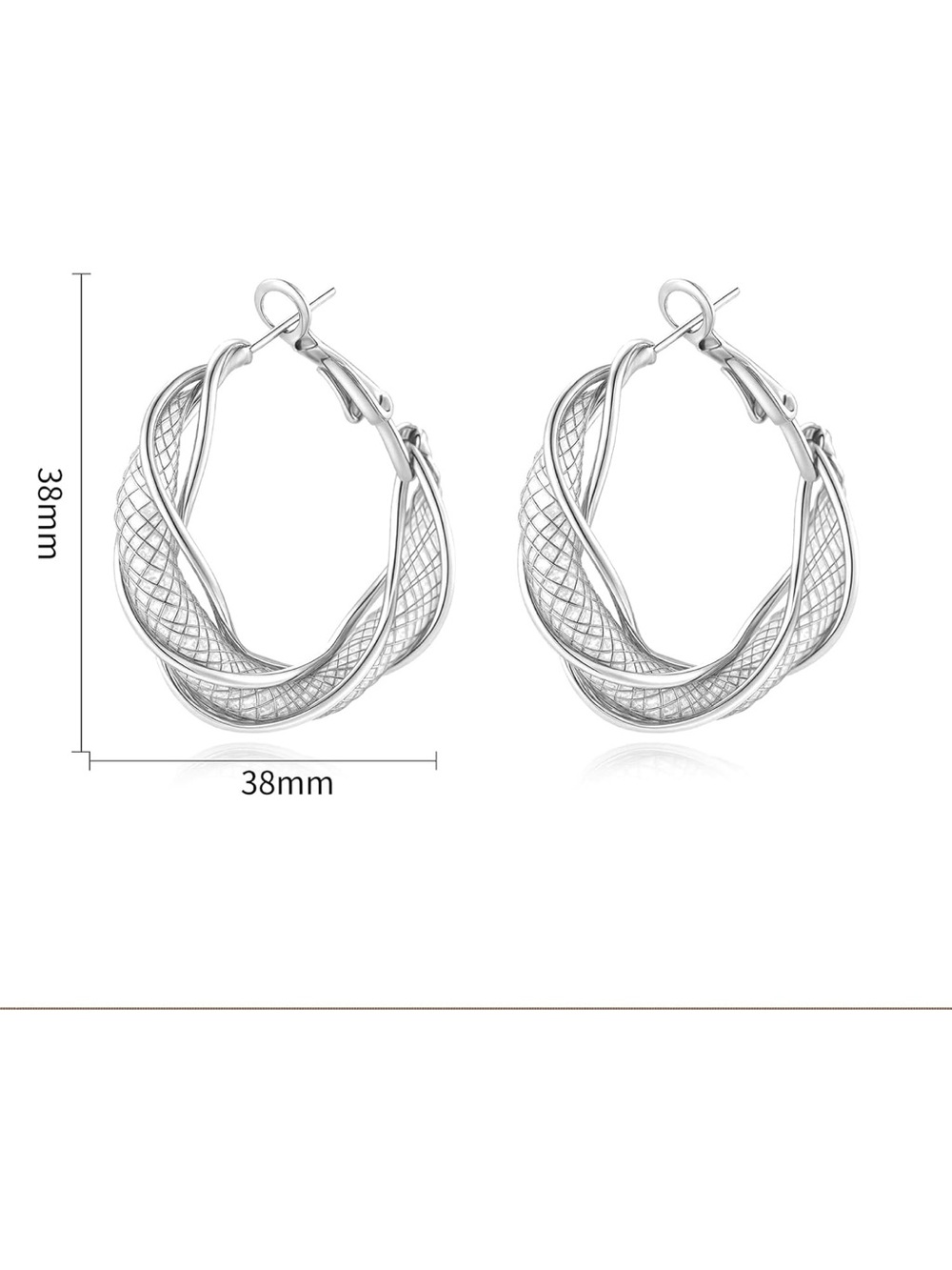 Anthropologie Silver Twisted Mesh Hoop Earrings - Picture 2 of 5